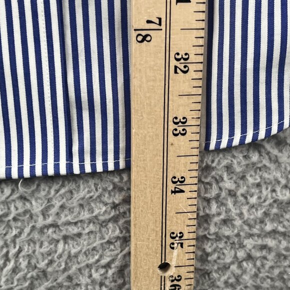 Lauren Ralph Lauren Dress Shirt Mens 16.5 Non-Iron Striped Button Down Blue - Picture 3 of 6
